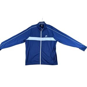 Nike Men's Navy Blue White Track Jacket Athletic Zip Up Size XL